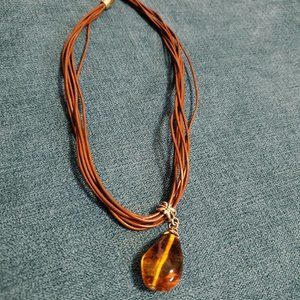 Lia Sophia amber pendant necklace